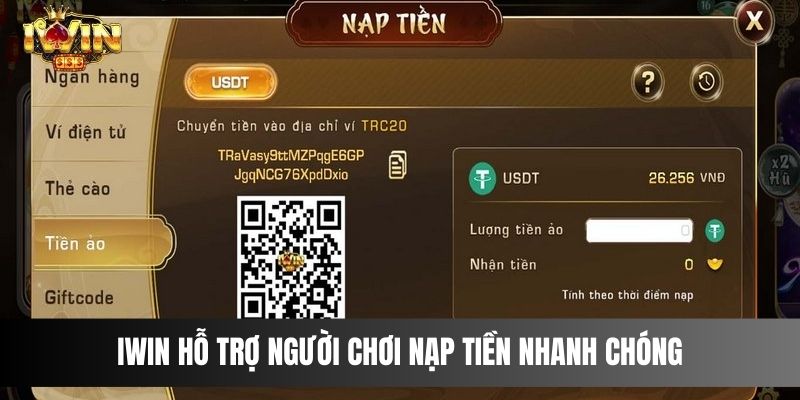 IWIN hỗ trợ người chơi nạp tiền nhanh chóng