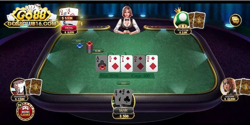 Các vòng cược hấp dẫn trong game poker tải Go88